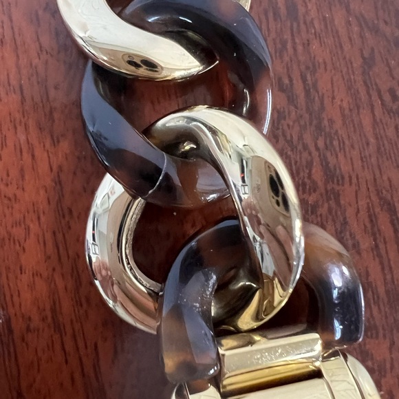 Michael Kors Runway Twist Gold Tone Acrylic Tortoise Chain Watch MK4266 WORKING - Picture 6 of 10